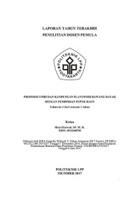 LAPORAN TAHUN TERAKHIR PENELITIAN DOSEN PEMULA, Produksi Umbi dan Kandungan Flavanoid Bawang Dayak Dengan Pemberian Pupuk Daun