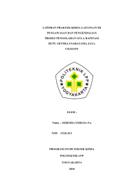 Laporan PKL III ( Teknik Kimia ) Pengawasan dan pengendalian proses pengolahan gula rafinasi di pt sentra usahatama jaya Cilegon - Banten