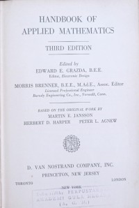 HANDBOOK OF APPLIED MATHEMATICS THIRD EDITION