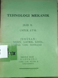 Image of Tehnologi Mekanik Jilid II untuk STM