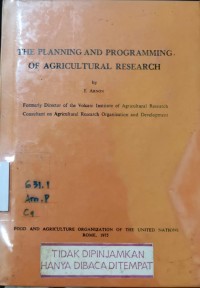 Image of The Planning and Progamming of Agricultural Reseach